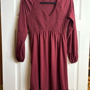 Elegant Burgundy Long Sleeve Dress Maternity Small